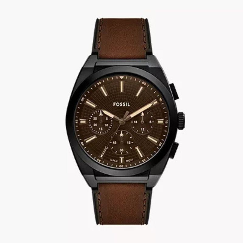 Everett Chronograph Brown Leather Watch